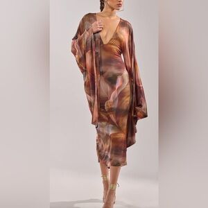 AKIRA Brown Multi Dress with Earthy Tones. Brand new!